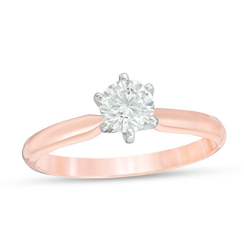 Main Image 1 of Previously Owned - 1/2 CT. Diamond Solitaire Engagement Ring in 14K Rose Gold (I/I2)