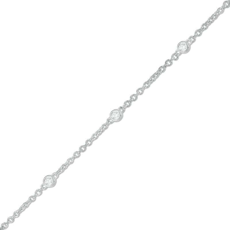 Main Image 1 of Previously Owned - 1/6 CT. T.W. Diamond Five Stone Station Bracelet in 10K White Gold - 7.5"