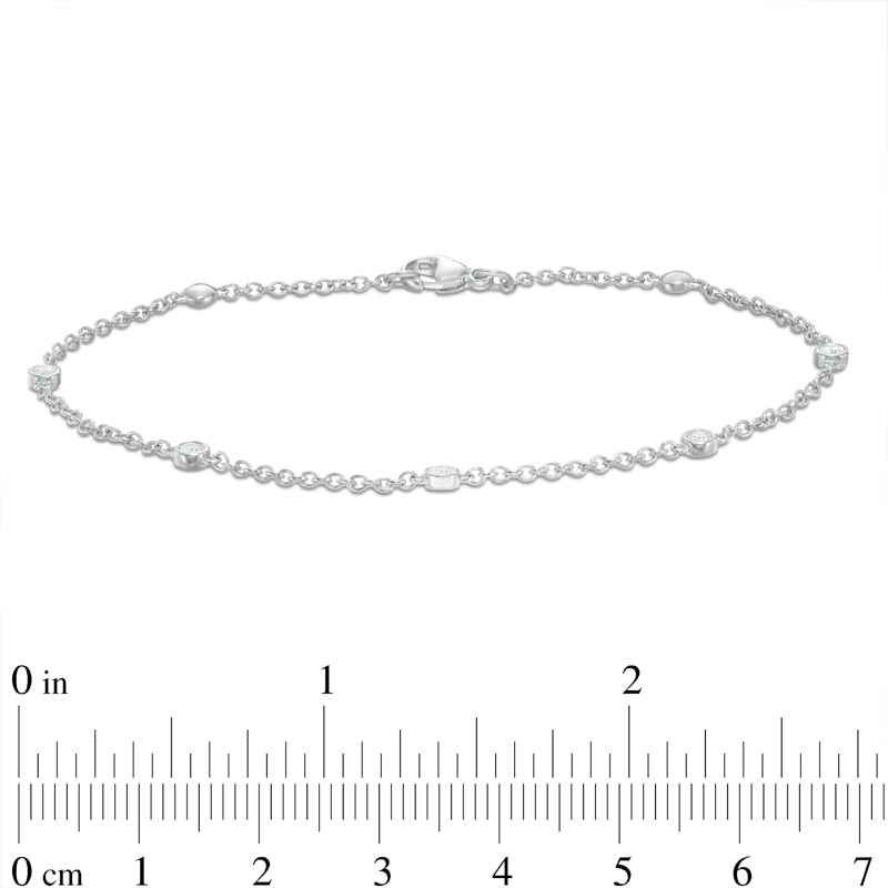 Main Image 3 of Previously Owned - 1/6 CT. T.W. Diamond Five Stone Station Bracelet in 10K White Gold - 7.5"