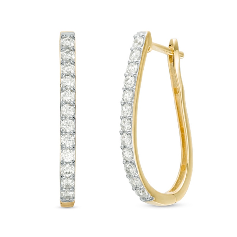 Previously Owned - 1 CT. T.W. Diamond Hoop Earrings in 10K Gold