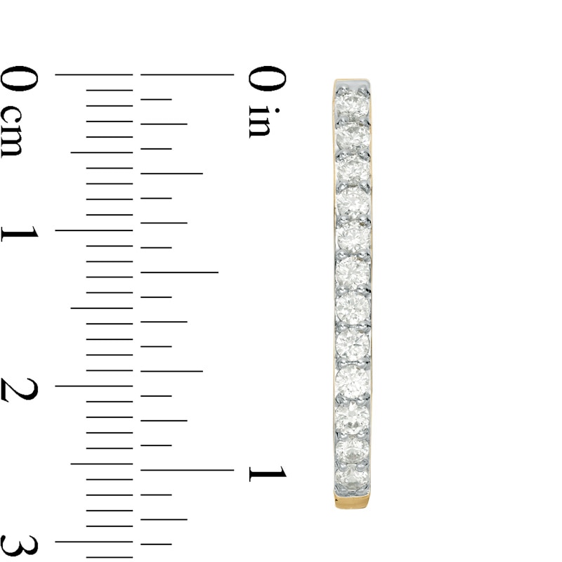 Main Image 2 of Previously Owned - 1 CT. T.W. Diamond Hoop Earrings in 10K Gold