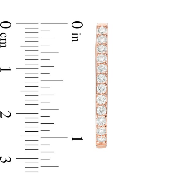 Previously Owned - 1 CT. T.W. Diamond Hoop Earrings in 10K Rose Gold Previously Owned - 1 CT. T.W. Diamond Hoop Earrings in 10K Rose Gold