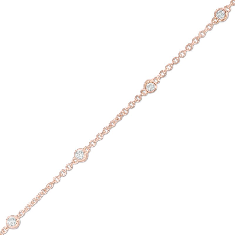 Main Image 1 of Previously Owned - 1/6 CT. T.W. Diamond Five Stone Station Bracelet in 10K Rose Gold - 7.5"