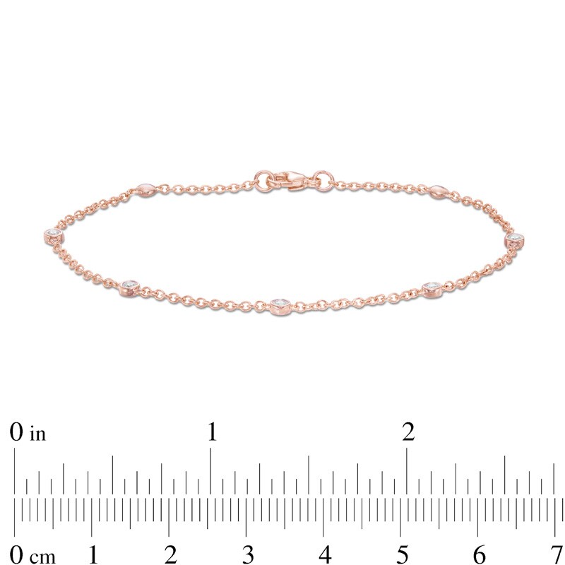 Main Image 3 of Previously Owned - 1/6 CT. T.W. Diamond Five Stone Station Bracelet in 10K Rose Gold - 7.5"