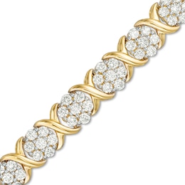 Previously Owned - 4 CT. T.W. Composite Diamond Flower &quot;X&quot; Alternating Bracelet in 10K Gold