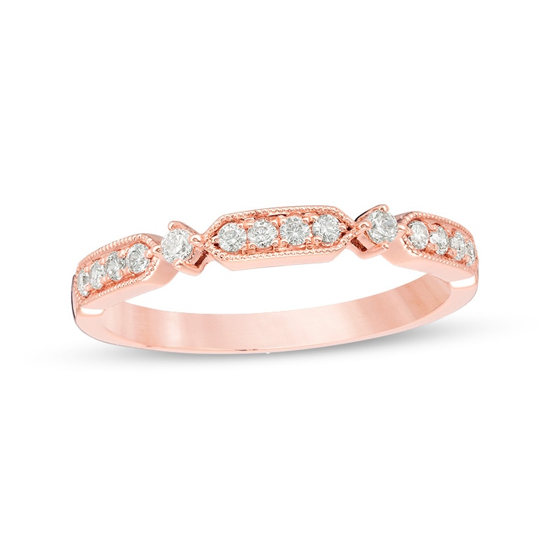 Previously Owned - 1/5 CT. T.W. Diamond Art Deco Vintage-Style Anniversary Band in 10K Rose Gold