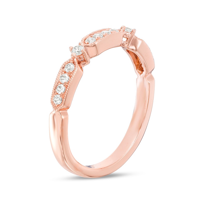 Previously Owned - 1/5 CT. T.W. Diamond Art Deco Vintage-Style Anniversary Band in 10K Rose Gold