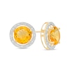 Thumbnail Image 0 of Previously Owned - 12.0mm Lab-Created Citrine and 1/10 CT. T.W. Diamond Frame Stud Earrings in 10K Gold