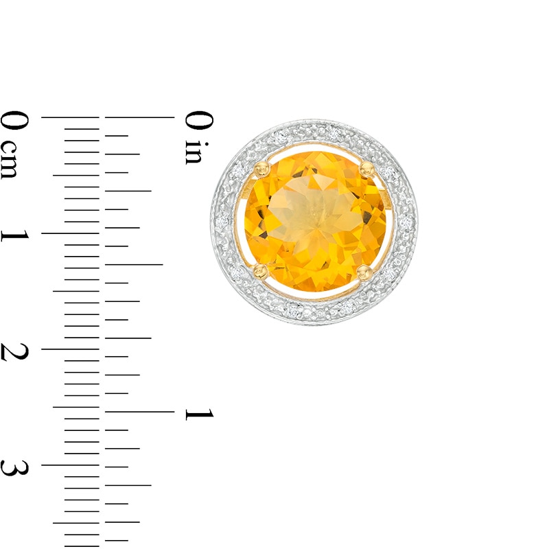 Previously Owned - 12.0mm Lab-Created Citrine and 1/10 CT. T.W. Diamond Frame Stud Earrings in 10K Gold