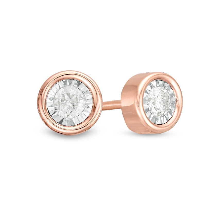 Previously Owned - 1/8 CT. T.W. Diamond Solitaire Stud Earrings in 10K Rose Gold