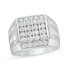 Thumbnail Image 0 of Previously Owned - Men's 1-1/2 CT. T.W. Composite Diamond Square Top Grooved Shank Ring in 10K White Gold