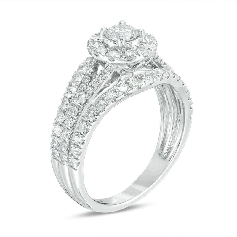Previously Owned - 1-1/2 CT. T.W. Diamond Frame Vintage-Style Engagement Ring in 10K White Gold