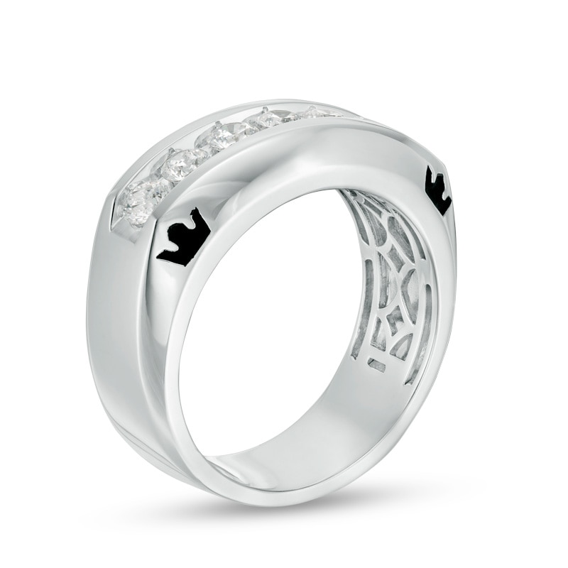 Main Image 2 of Previously Owned - Enchanted Disney Men's 1 CT. T.W. Diamond Crown Wedding Band in 14K White Gold