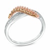 Thumbnail Image 1 of Previously Owned - 1/3 CT. T.W. Champagne and White Diamond Bypass Waves Ring in 10K Two-Tone Gold