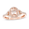 Thumbnail Image 0 of Previously Owned - Oval Morganite and 1/5 CT. T.W. Diamond Frame Buckle Ring in 14K Rose Gold