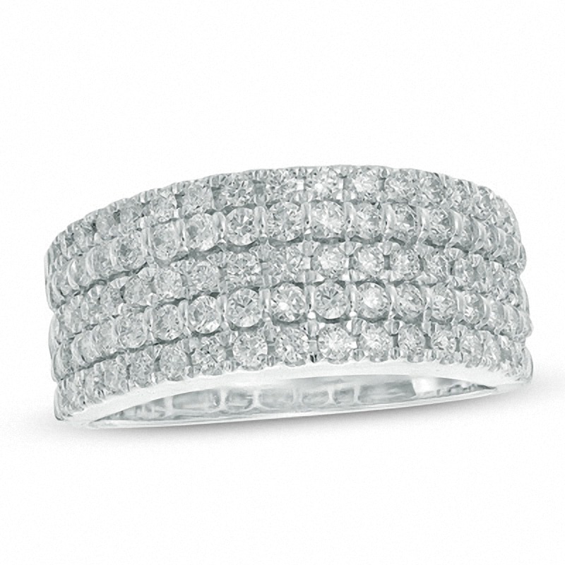 Main Image 1 of Previously Owned - 1 CT. T.W. Diamond Five Row Anniversary Band in 14K White Gold