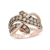Thumbnail Image 0 of Previously Owned - 2 CT. T.W. Champagne and White Diamond Crossover Ring in 10K Rose Gold