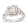 Thumbnail Image 1 of Previously Owned - Vera Wang Love Collection 1-1/5 CT. T.W. Diamond Double Frame Engagement Ring in 14K Two-Tone Gold
