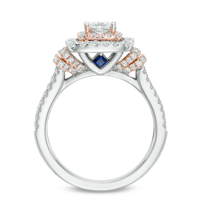 Previously Owned - Vera Wang Love Collection 1-1/5 CT. T.W. Diamond Double Frame Engagement Ring in 14K Two-Tone Gold