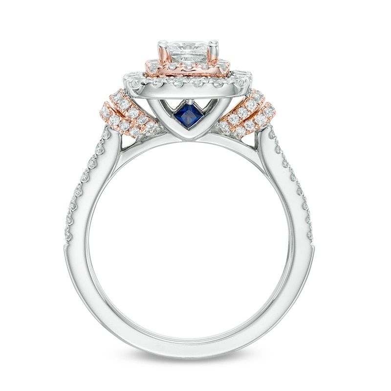 Main Image 3 of Previously Owned - Vera Wang Love Collection 1-1/5 CT. T.W. Diamond Double Frame Engagement Ring in 14K Two-Tone Gold