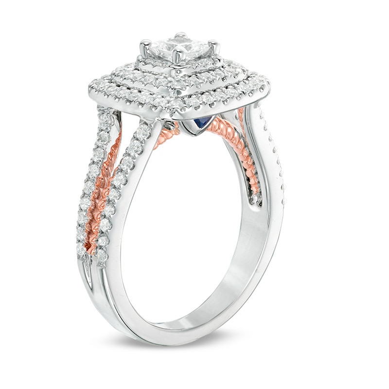 Previously Owned - Vera Wang Love Collection 1 CT. T.W. Princess-Cut Diamond Engagement Ring in 14K Two-Tone Gold