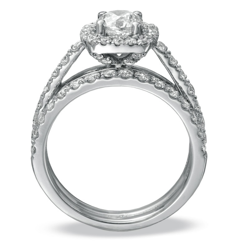 Main Image 2 of Previously Owned - 1-3/4 CT. T.W. Diamond Framed Bridal Set in 14K White Gold