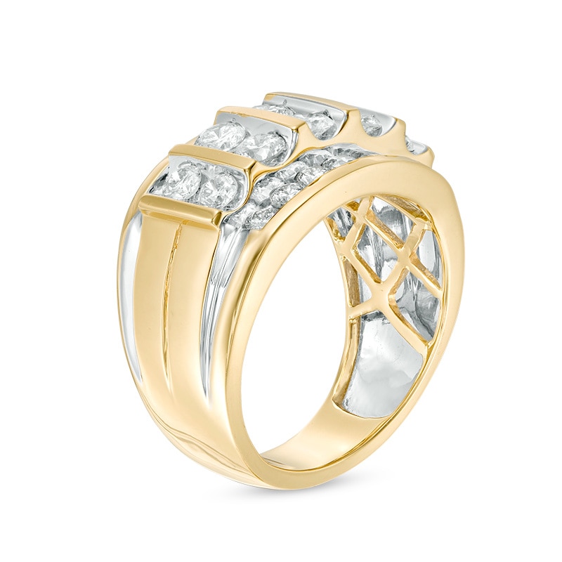 Previously Owned - Men's 2-1/2 CT. T.W. Diamond Vertical Multi-Row Ring in 14K Gold