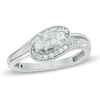 Thumbnail Image 1 of Previously Owned - Cherished Promise Collection™ 1/4 CT. T.W. Quad Princess-Cut Diamond Bypass Ring in 10K White Gold