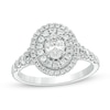 Thumbnail Image 1 of Previously Owned - Celebration Ideal 1-1/4 CT. T.W. Oval Diamond Double Frame Engagement Ring in 14K White Gold