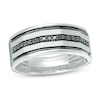 Thumbnail Image 0 of Previously Owned - Men's 1/5 CT. T.W. Black Diamond center Row Wedding Band in 10K White Gold