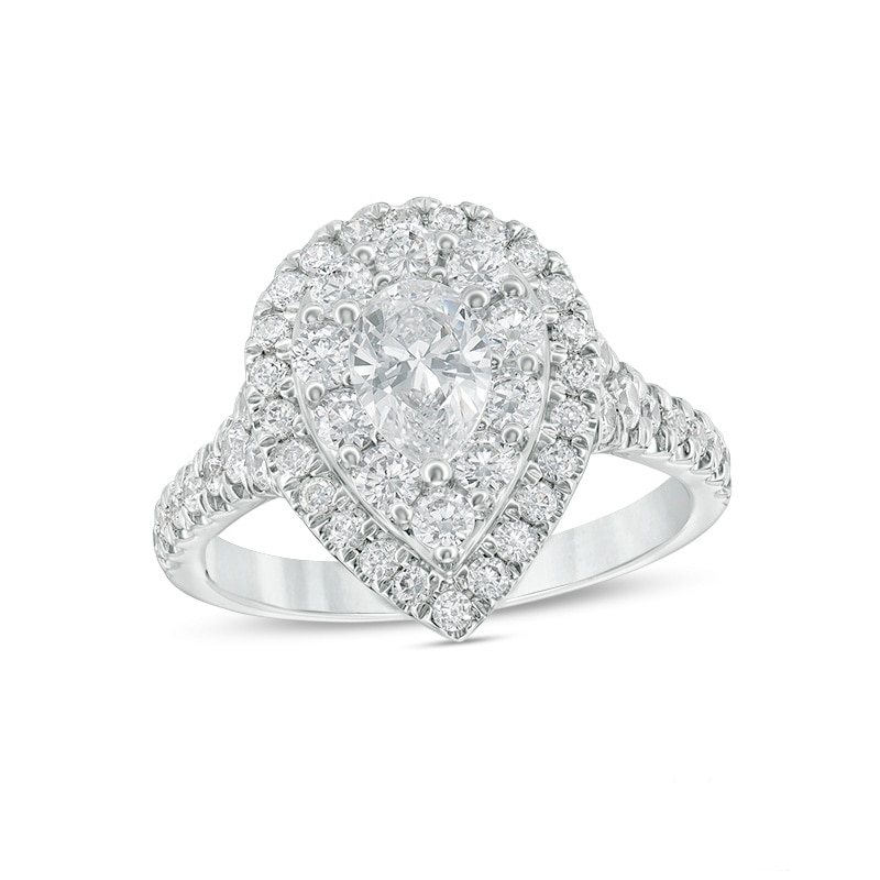 Previously Owned - Love's Destiny by Zales 1-3/4 CT. T.W. Pear-Shaped Diamond Frame Engagement Ring in 14K White Gold