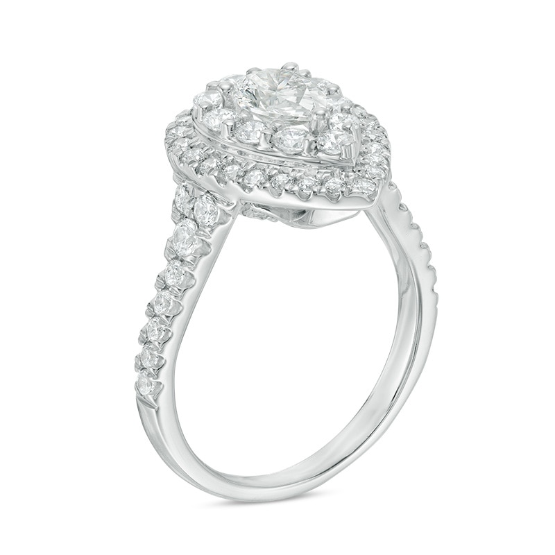 Main Image 2 of Previously Owned - Love's Destiny by Zales 1-3/4 CT. T.W. Pear-Shaped Diamond Frame Engagement Ring in 14K White Gold