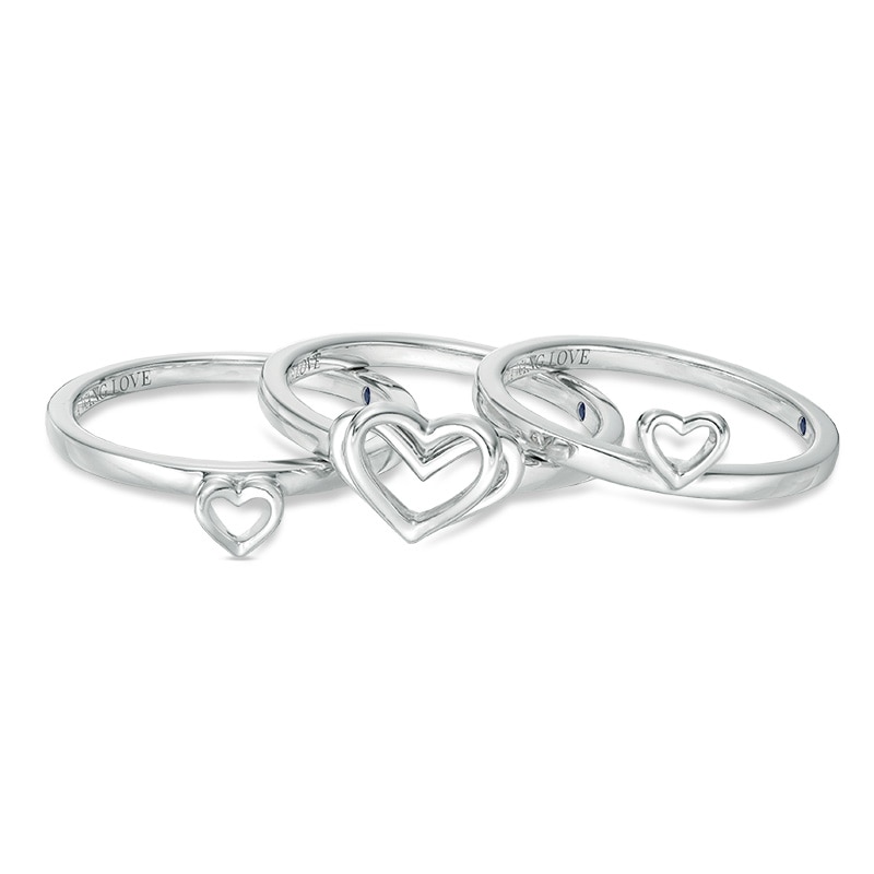 Main Image 3 of Previously Owned - The Kindred Heart from Vera Wang Love Collection Blue Sapphire Ring Set in Sterling Silver