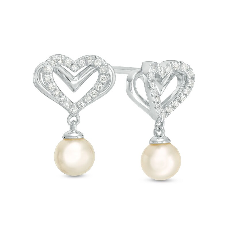 Previously Owned - The Kindred Heart from Vera Wang Love Collection Cultured Freshwater Pearl and Diamond Earrings