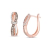 Previously Owned - 1/5 CT. T.W. Champagne and White Diamond Wave Hoop Earrings in 10K Rose Gold
