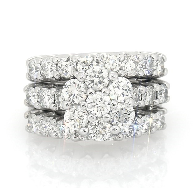 Main Image 1 of Previously Owned 4 CT. T.W. Diamond Soldered Bridal Set in 14K White Gold