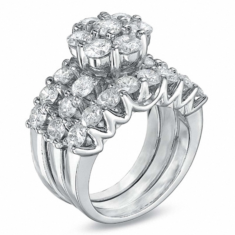 Main Image 2 of Previously Owned 4 CT. T.W. Diamond Soldered Bridal Set in 14K White Gold