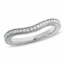 Previously Owned - 1/5 CT. T.W. Diamond Curved Band in 14K White Gold