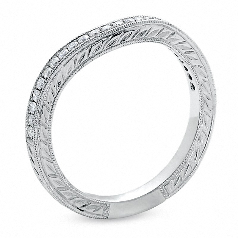 Previously Owned - 1/5 CT. T.W. Diamond Curved Band in 14K White Gold