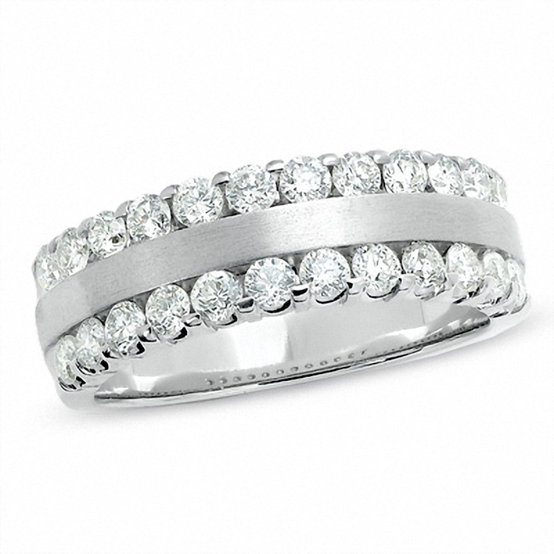 Main Image 1 of Previously Owned - 1 CT. T.W. Diamond Two Row Band in 14K White Gold