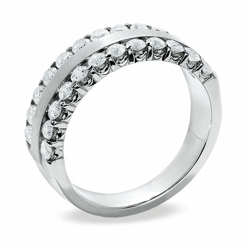 Main Image 2 of Previously Owned - 1 CT. T.W. Diamond Two Row Band in 14K White Gold