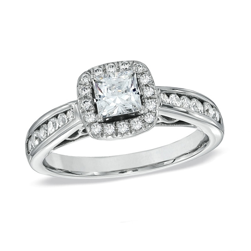 Main Image 1 of Previously Owned - Celebration Ideal 1  CT. T.W. Princess-Cut Diamond Engagement Ring in 14K White Gold