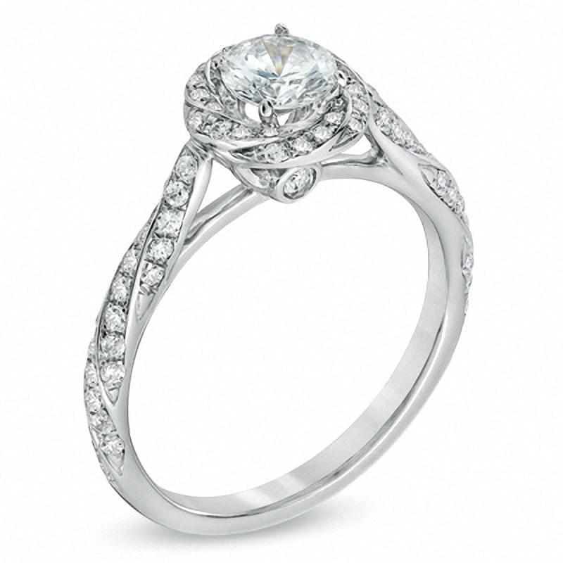 Previously Owned - Celebration Lux® 7/8 CT. T.W. Diamond Cascading Frame Engagement Ring in 14K White Gold (I/SI2)