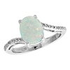 Previously Owned - Oval Lab-Created Opal and Diamond Accent Ring in Sterling Silver