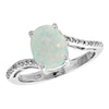 Thumbnail Image 0 of Previously Owned - Oval Lab-Created Opal and Diamond Accent Ring in Sterling Silver