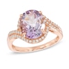 Thumbnail Image 0 of Previously Owned - Oval Rose de France Amethyst and Lab-Created White Sapphire Frame Bypass Ring in 10K Rose Gold