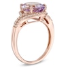 Thumbnail Image 1 of Previously Owned - Oval Rose de France Amethyst and Lab-Created White Sapphire Frame Bypass Ring in 10K Rose Gold