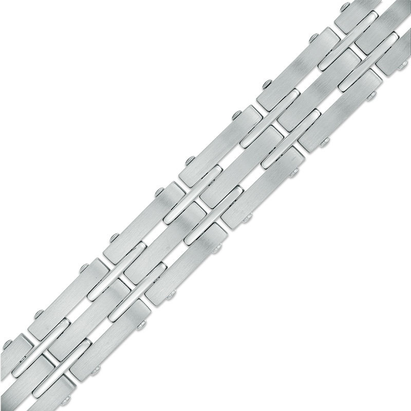 Main Image 1 of Previously Owned - 13.0mm Brushed Link Bracelet in Stainless Steel - 8.5"
