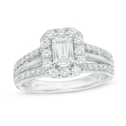 Previously Owned - Celebration Ideal 1-1/2 CT. T.W. Diamond Octagonal Frame Engagement Ring in 14K White Gold