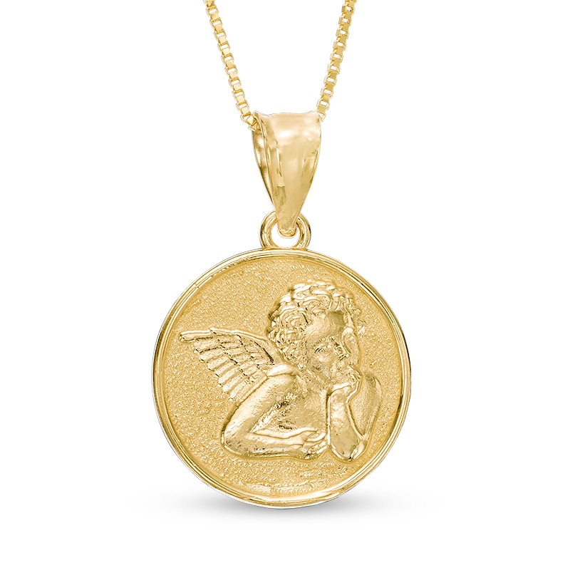 Main Image 1 of Previously Owned - Guardian Angel Disc Pendant in 10K Gold